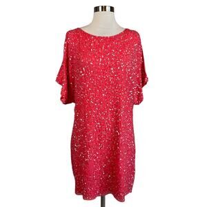 Aidan Mattox Colorful Sequined Mini Shift Cocktail Dress Coral Orange Size 10